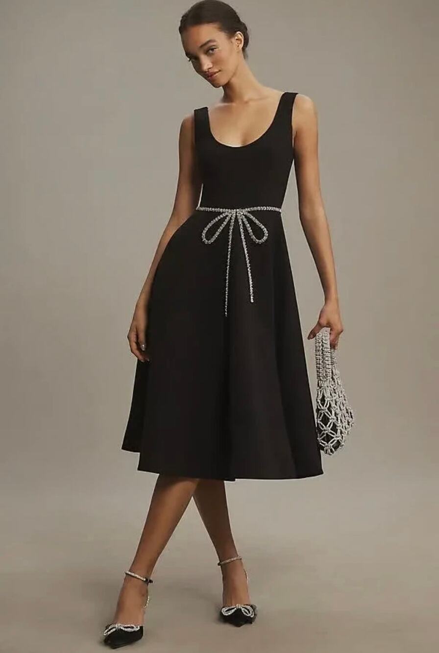 Helsi Helena Crystal Bow Fit & Flare Midi Dress - New!